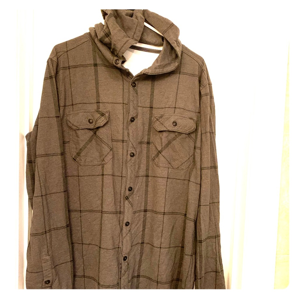 Men’s plaid button down hoodie